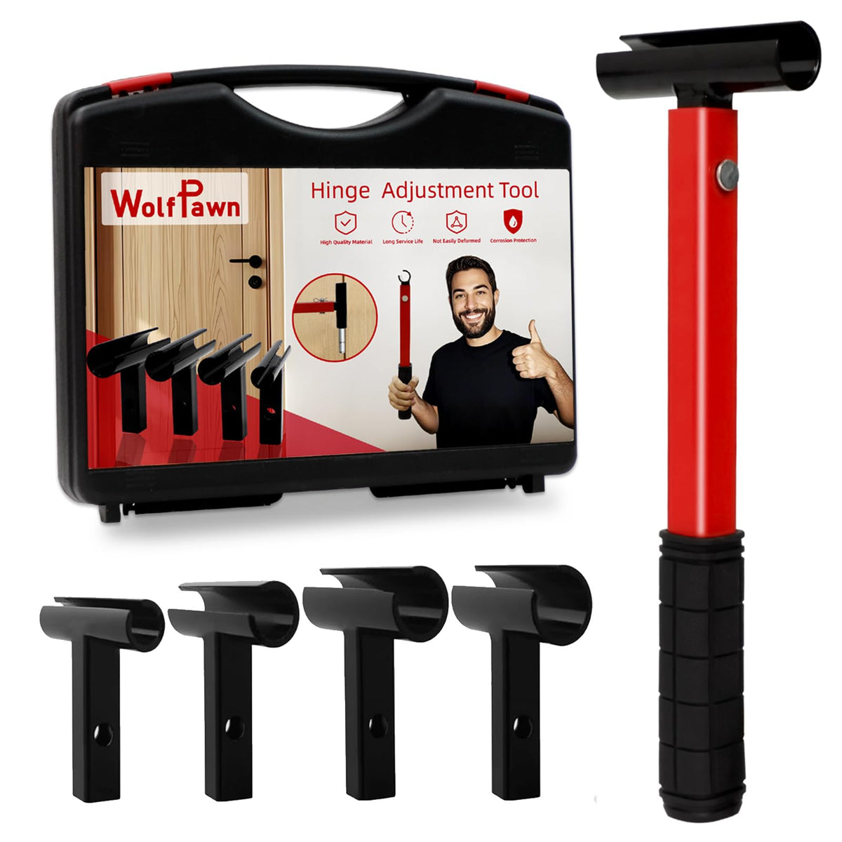 WolfPawn 4-in-1 hinge tool close-up shows rugged steel for durable fixes.