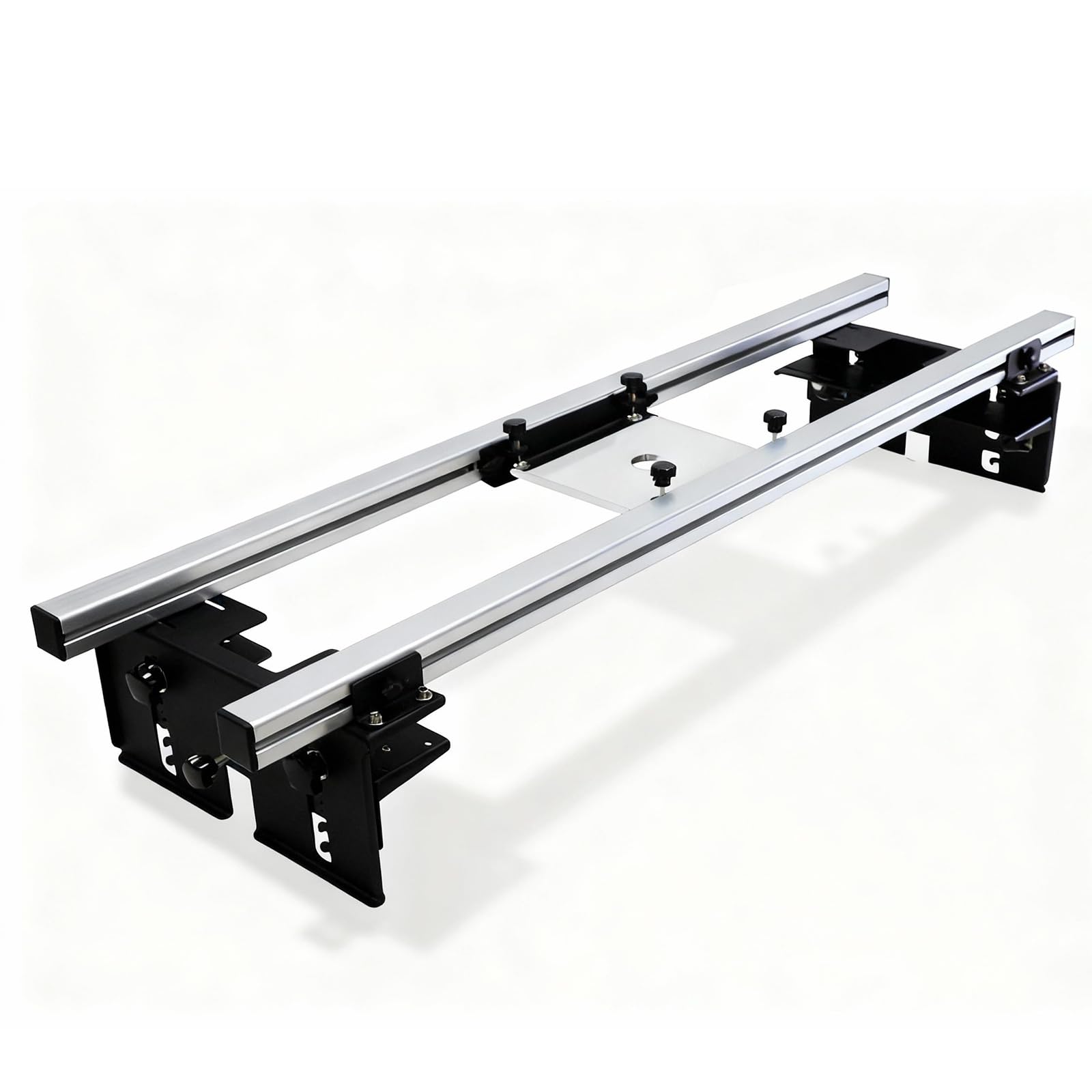 WolfPawn 47.2in router sled mounted on a slab for precise flattening