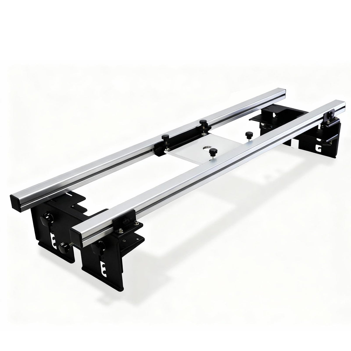 WolfPawn 47.2in router sled mounted on a slab for precise flattening