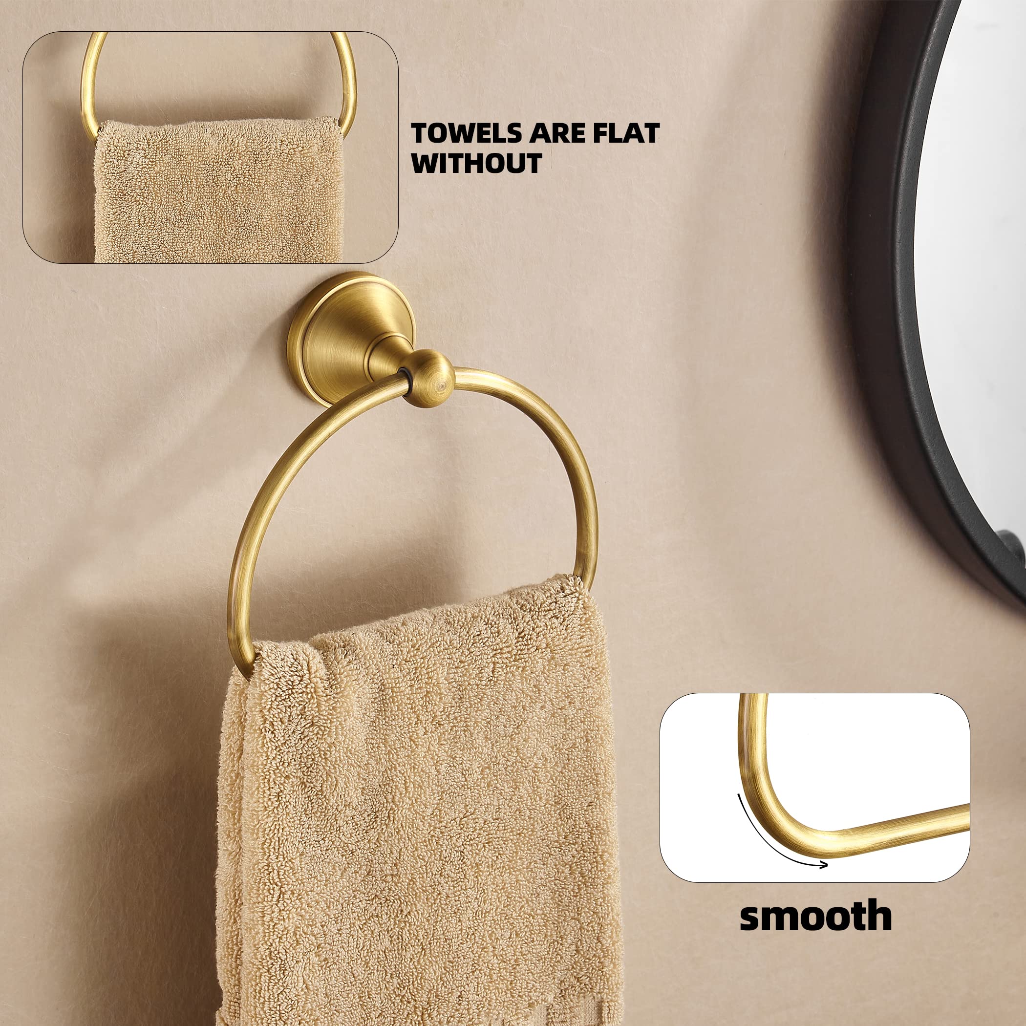 WOLIBEER brass towel ring ideal for kitchen and bathroom organization