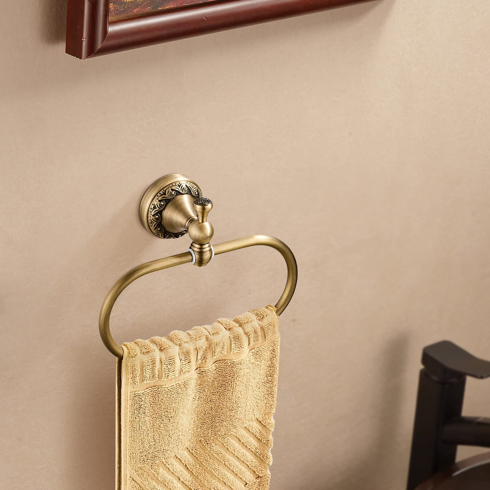 WOLIBEER brass towel ring oval showing classic shape and durability