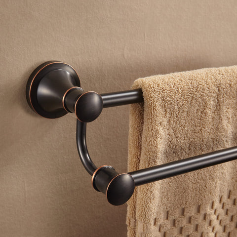 WOLIBEER adjustable double bar showing space between bars for tidy towels