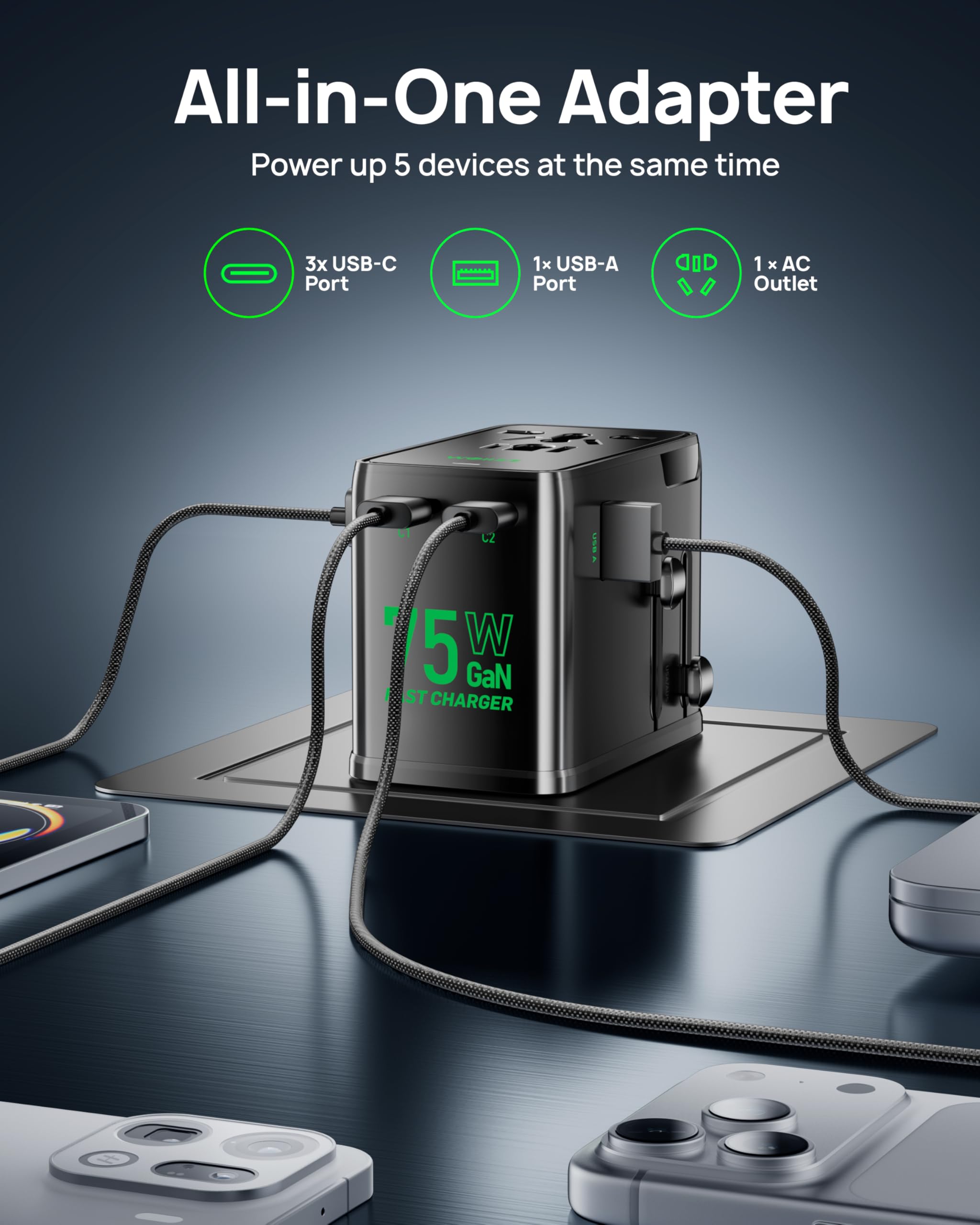 Wollzz adapter with Type-G plug for UK compatibility