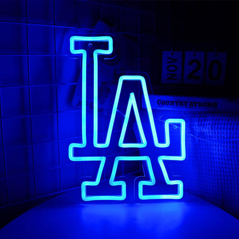 WonderfulLife Dodgers blue neon sign glows as eye-catching wall art for game rooms.