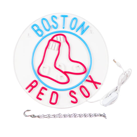 WonderfulLife Red Sox neon sign room decor glows warmly on wall or shelf.