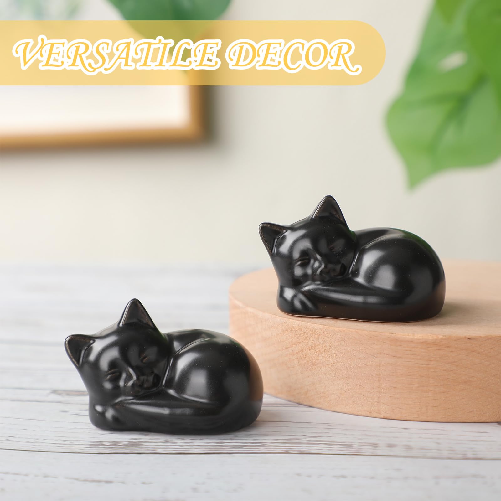 Wonderjune cat-themed bathroom cap in black enhances decor while concealing bolts.