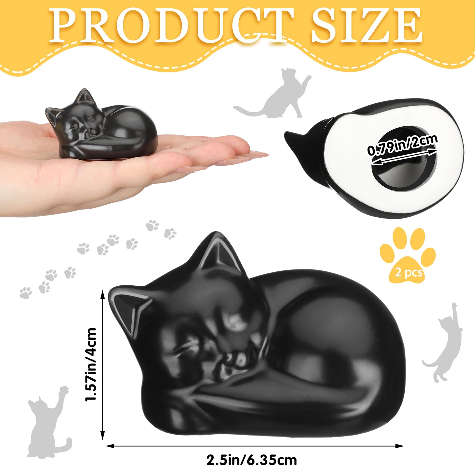 Wonderjune ceramic cat toilet bolt cap in black conceals fasteners while adding whimsy.