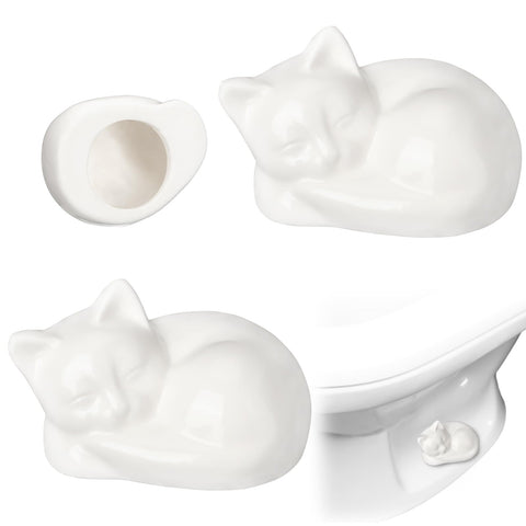 Wonderjune cat ceramic toilet bolt caps in white conceal bolts with playful charm.