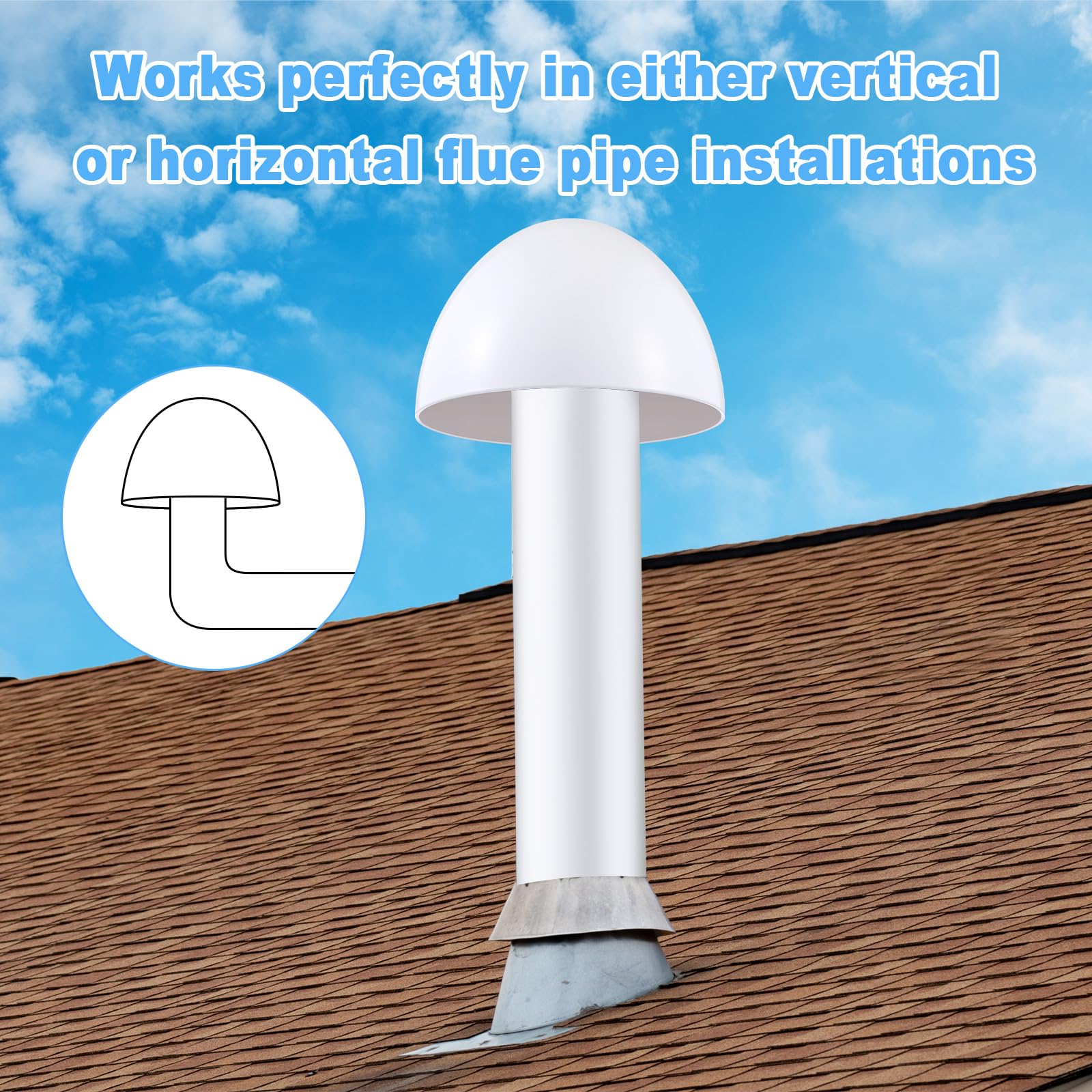 Easy installation with Wonderjune vent cap supports airflow in intake and exhaust flues.