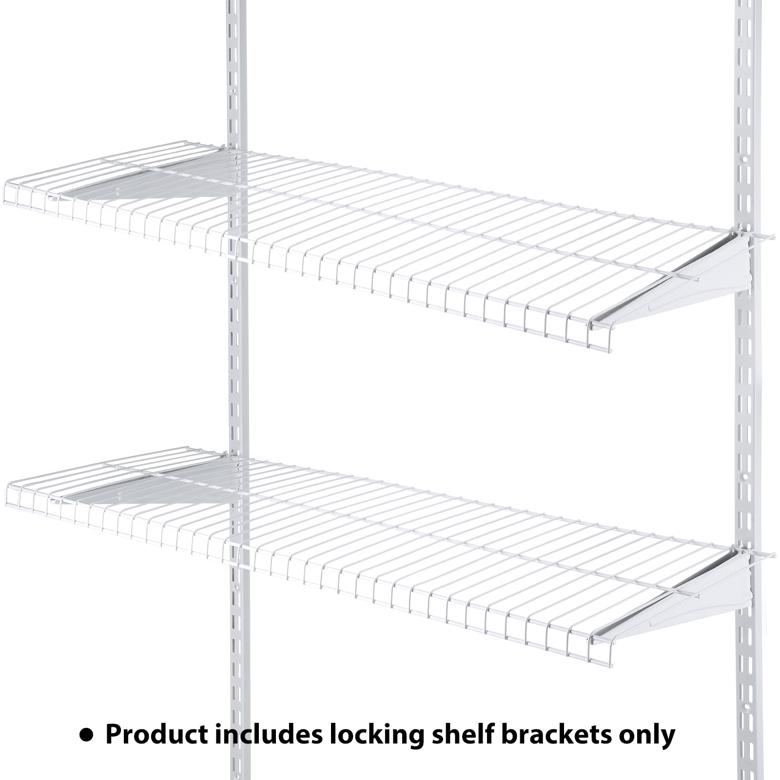 Wonderjune heavy-duty double-track bracket supports sturdy shelving in kitchens and closets.
