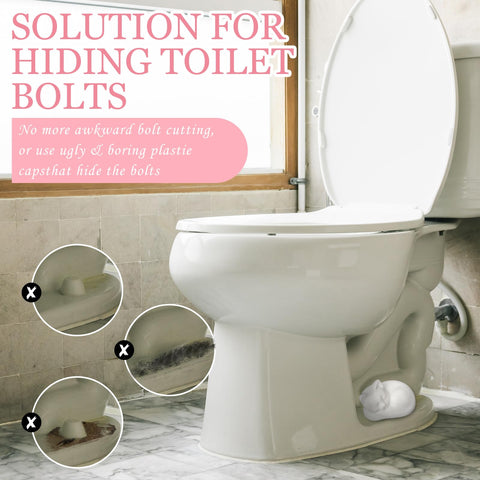 Secure, durable Wonderjune bolt caps resist daily use while adding whimsy to bathrooms.