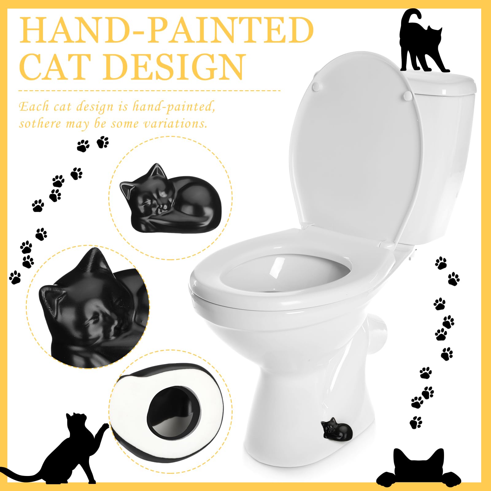 Wonderjune toilet bolt caps ceramic black easy installation and reliable concealment.