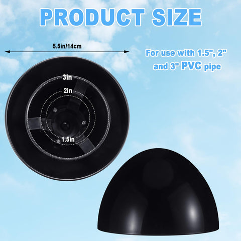 Wonderjune vent cap for 2-inch pipes blocks debris and improves airflow.