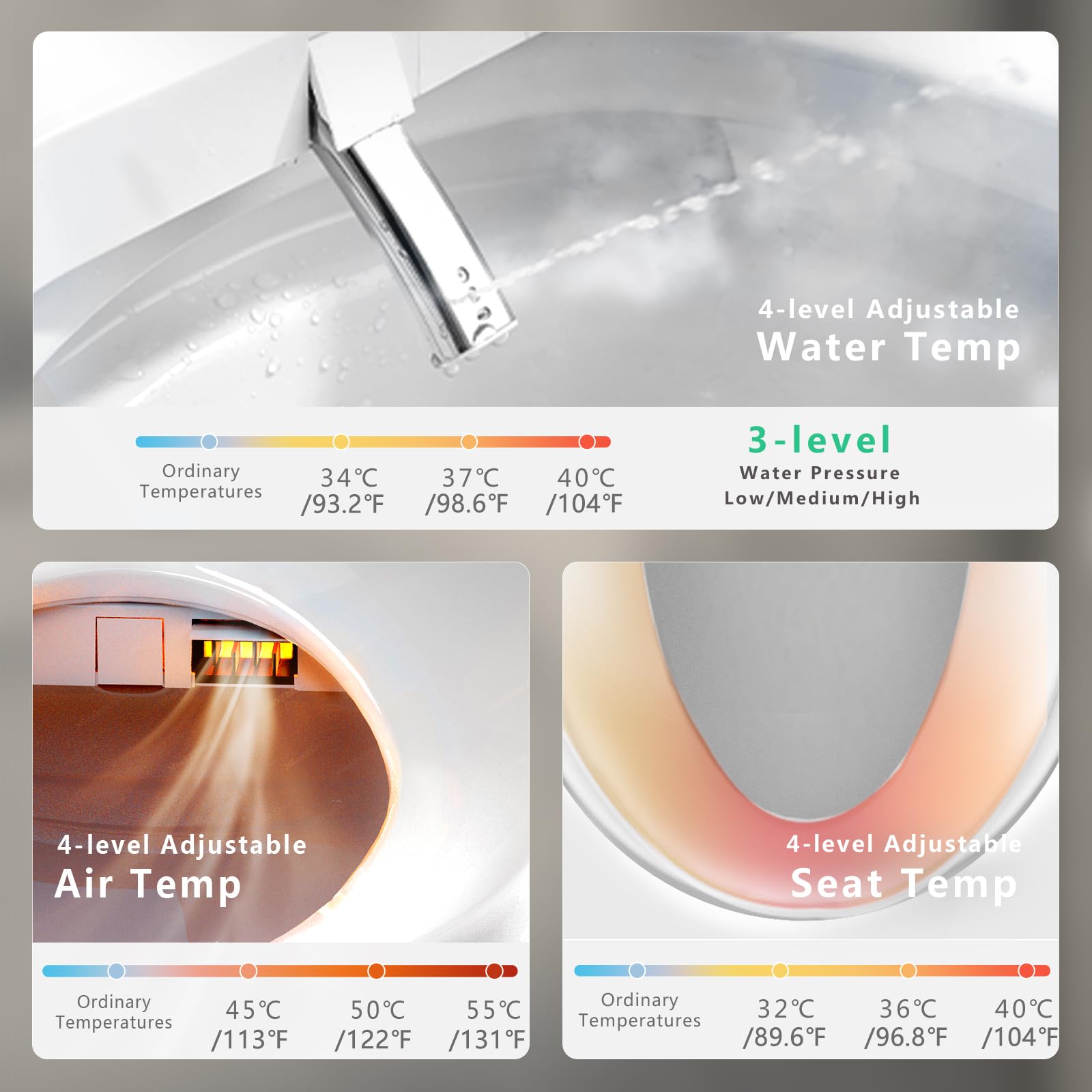 WONDERSKY elongated bidet seat with self-cleaning nozzles promotes hygiene before and after use