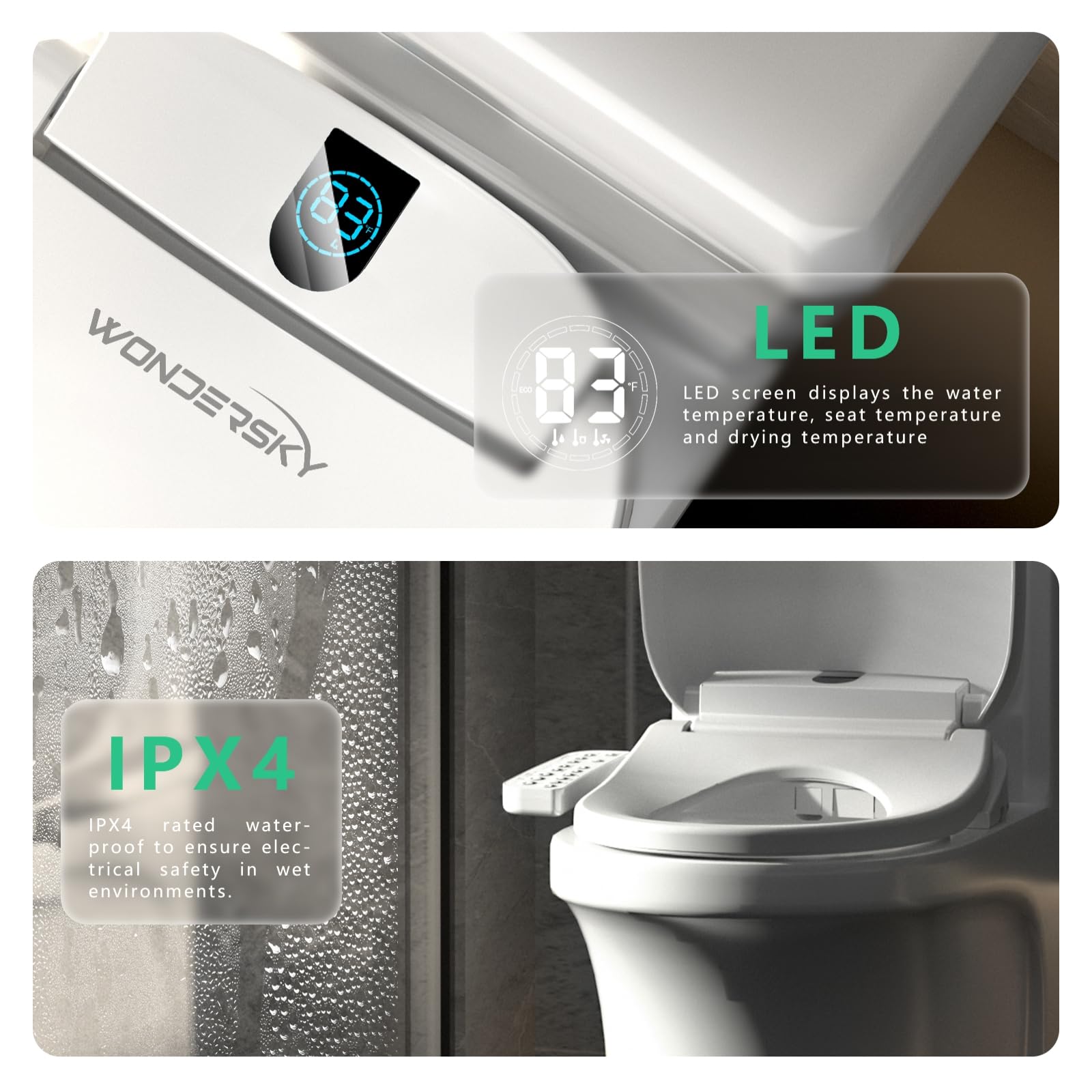 WONDERSKY bidet seat warm air dryer provides hands-free drying convenience