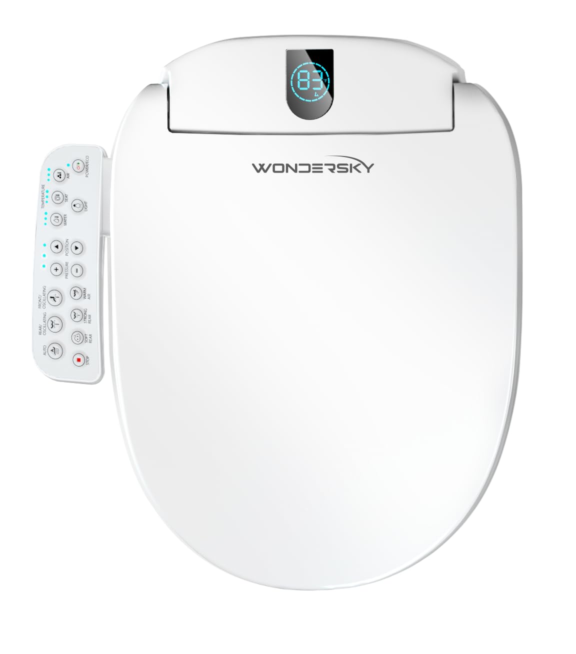 WONDERSKY Round Bidet Seat front view with soft-close lid for quiet daily use.