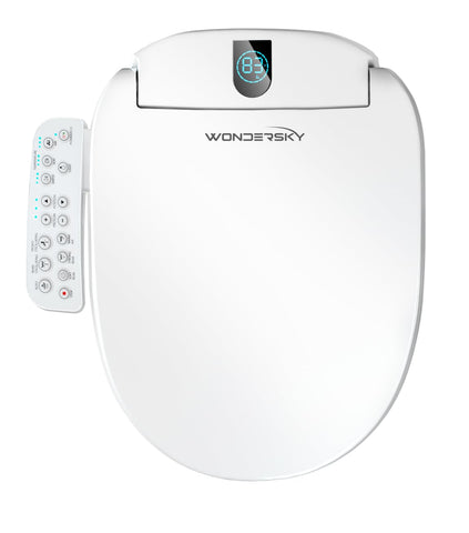 WONDERSKY Round Bidet Seat front view with soft-close lid for quiet daily use.
