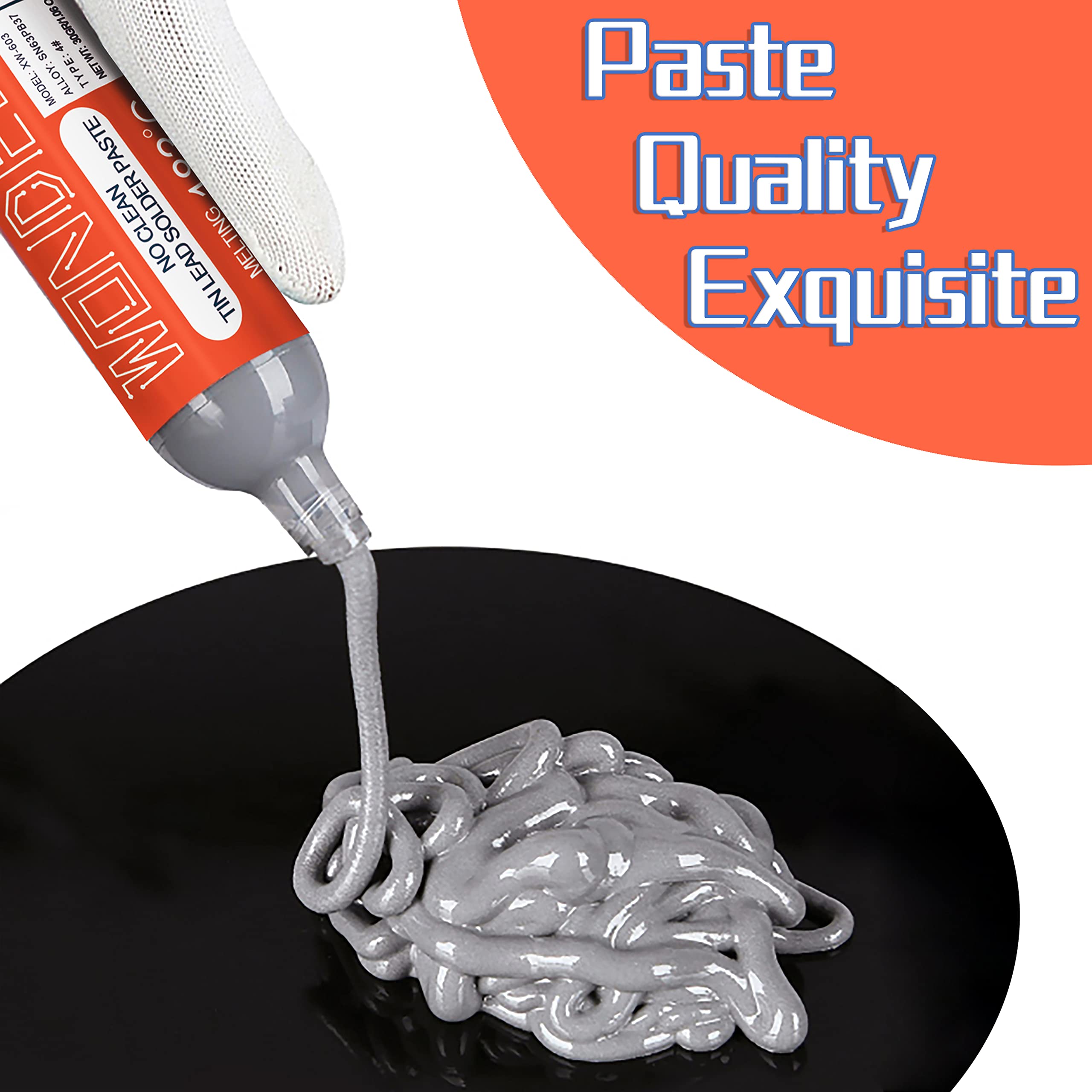 Close-up of a bright welding point formed by Wonderway paste.
