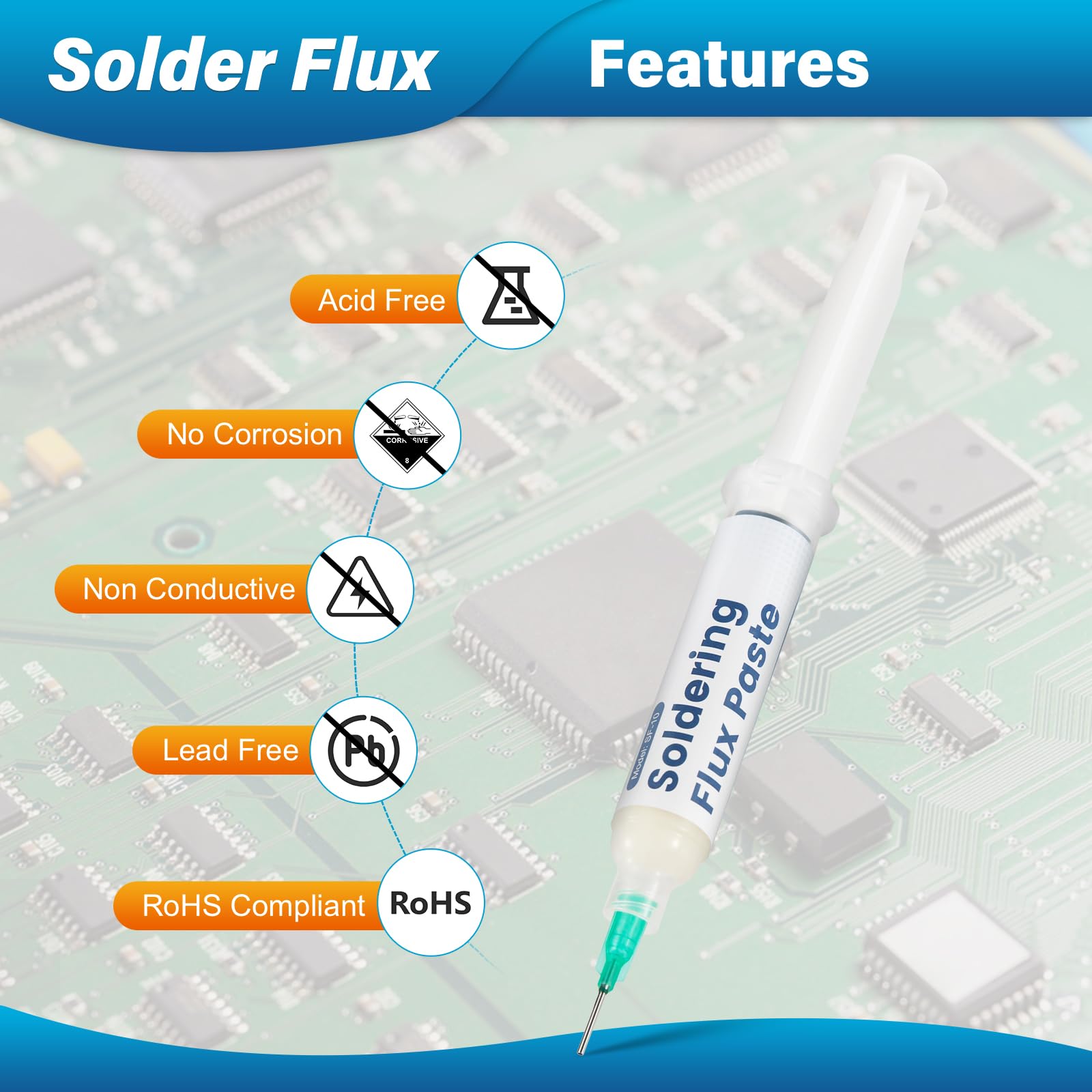 Wonderway SWK-001 solder flux provides lead-free, non-corrosive performance for clean joints.