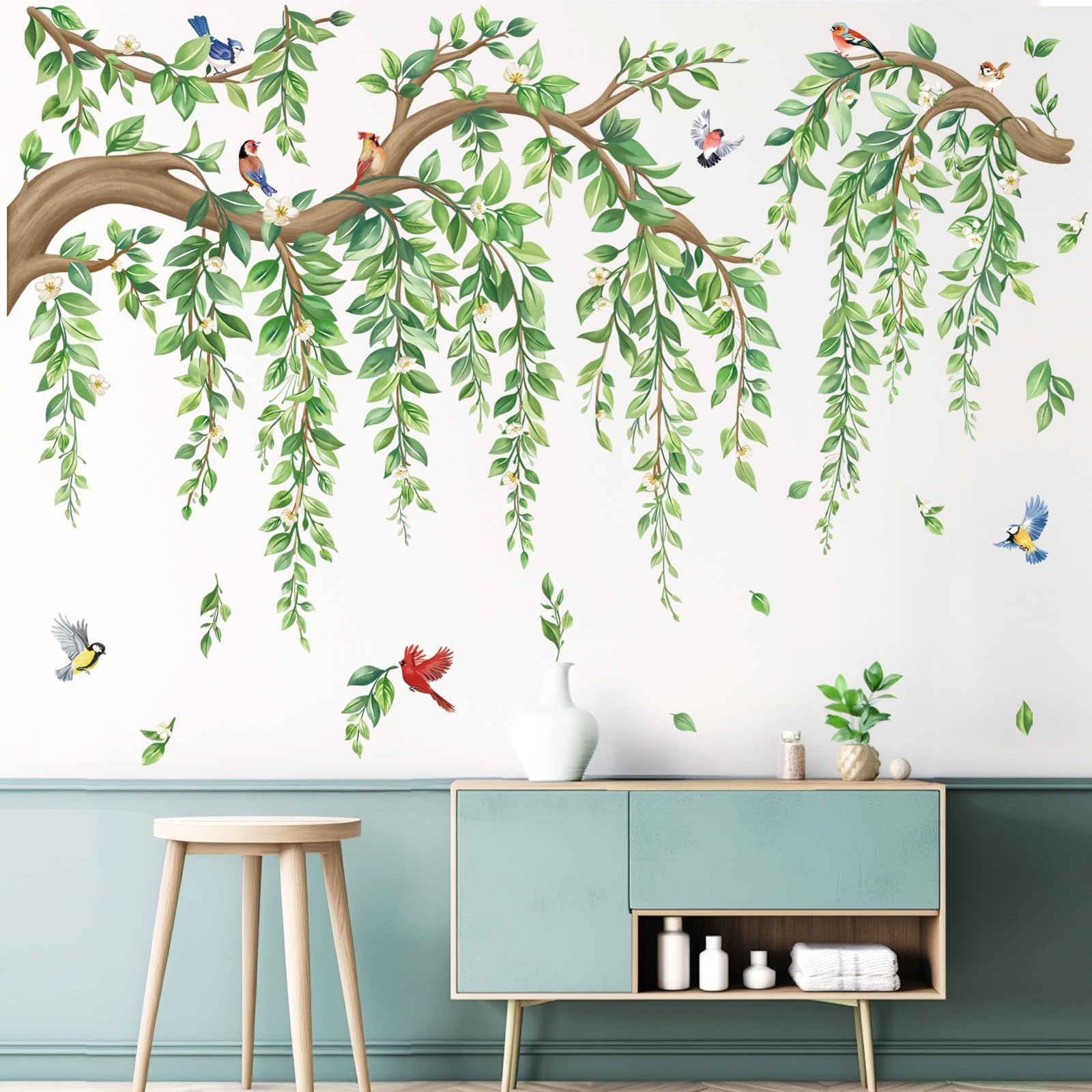 wondever bird and flower wall sticker decor ideal for bedroom ambiance