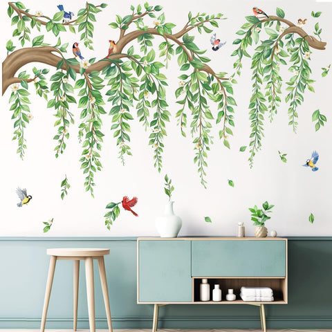 wondever bird and flower wall sticker decor ideal for bedroom ambiance