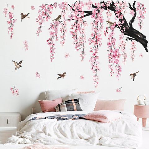 Wondever floral tree branch wall art creates a serene TV focal point