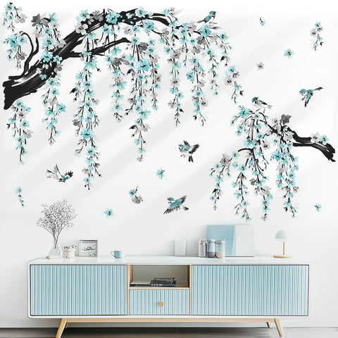 Wondever large blue blossom wall art perfect for living rooms or bedrooms.