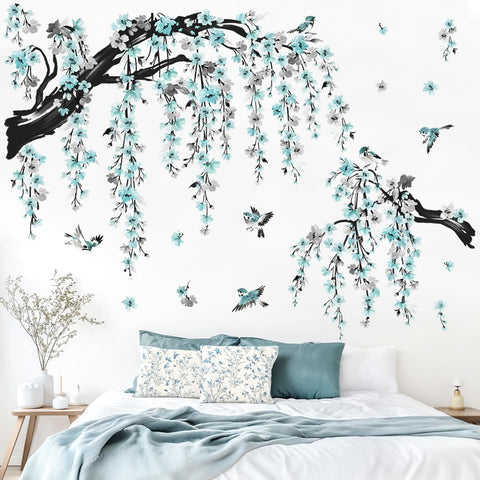 Wondever watercolor flower branch decals create a focal point without painting.