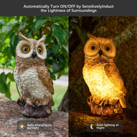 WONDHOME garden lawn ornament glows softly at night.