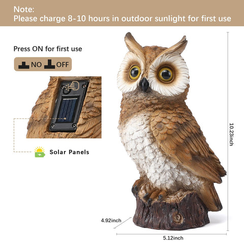 WONDHOME weatherproof resin owl withstands rain and sun.