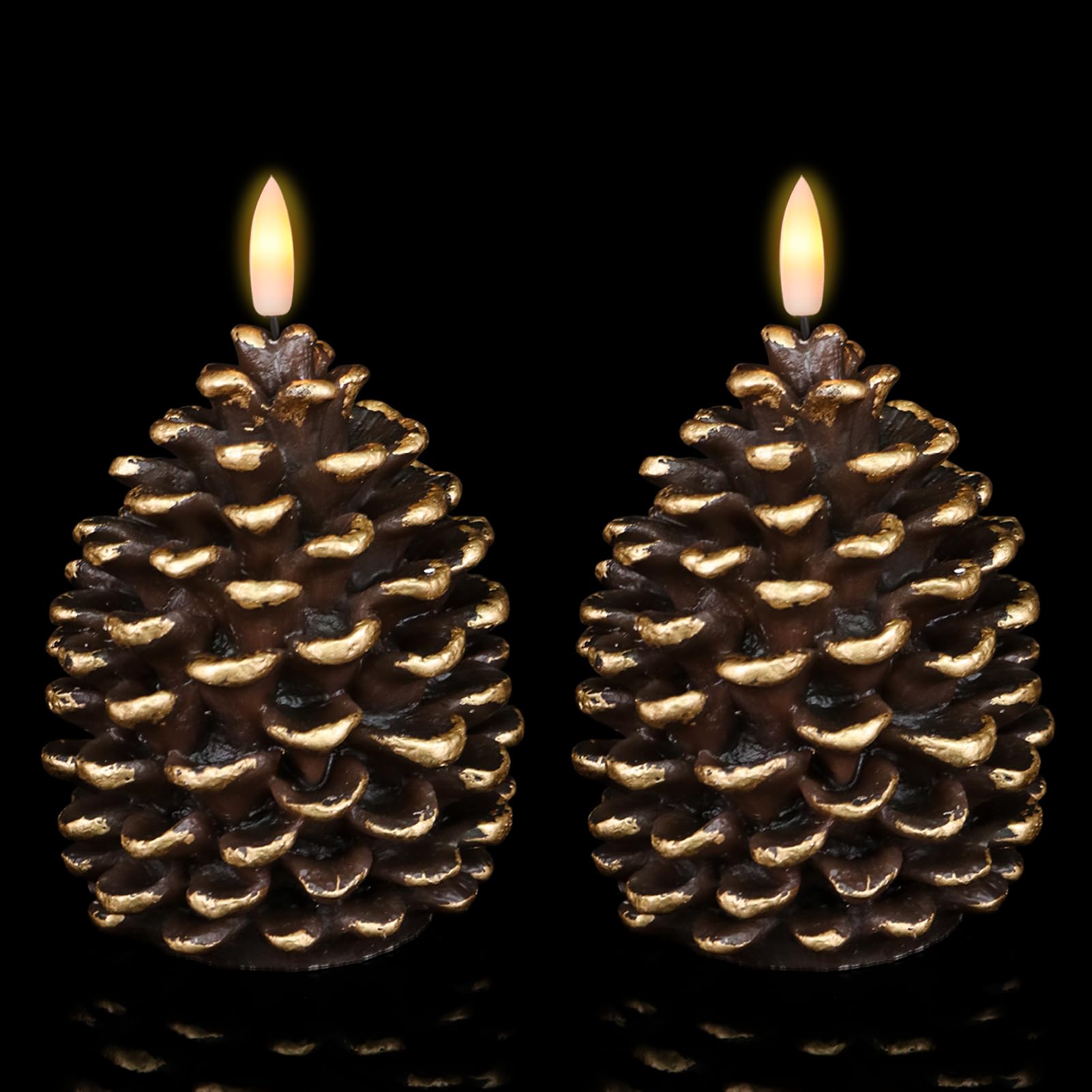 Wondise pine cone flameless candles with timer provide safe, cozy lighting for holidays.