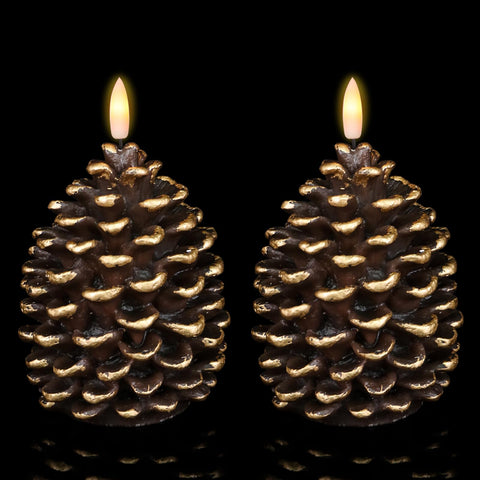 Wondise pine cone flameless candles with timer provide safe, cozy lighting for holidays.