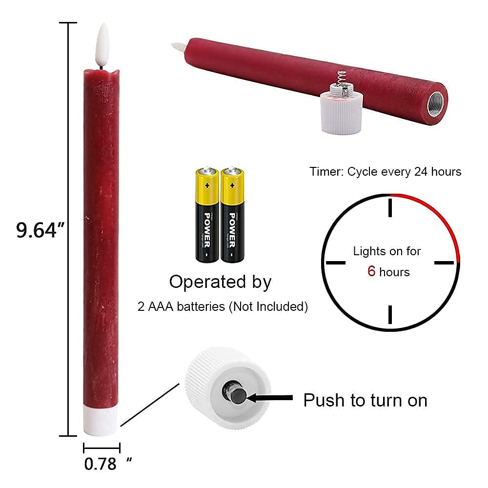Wondise burgundy taper candles on festive dining table setup