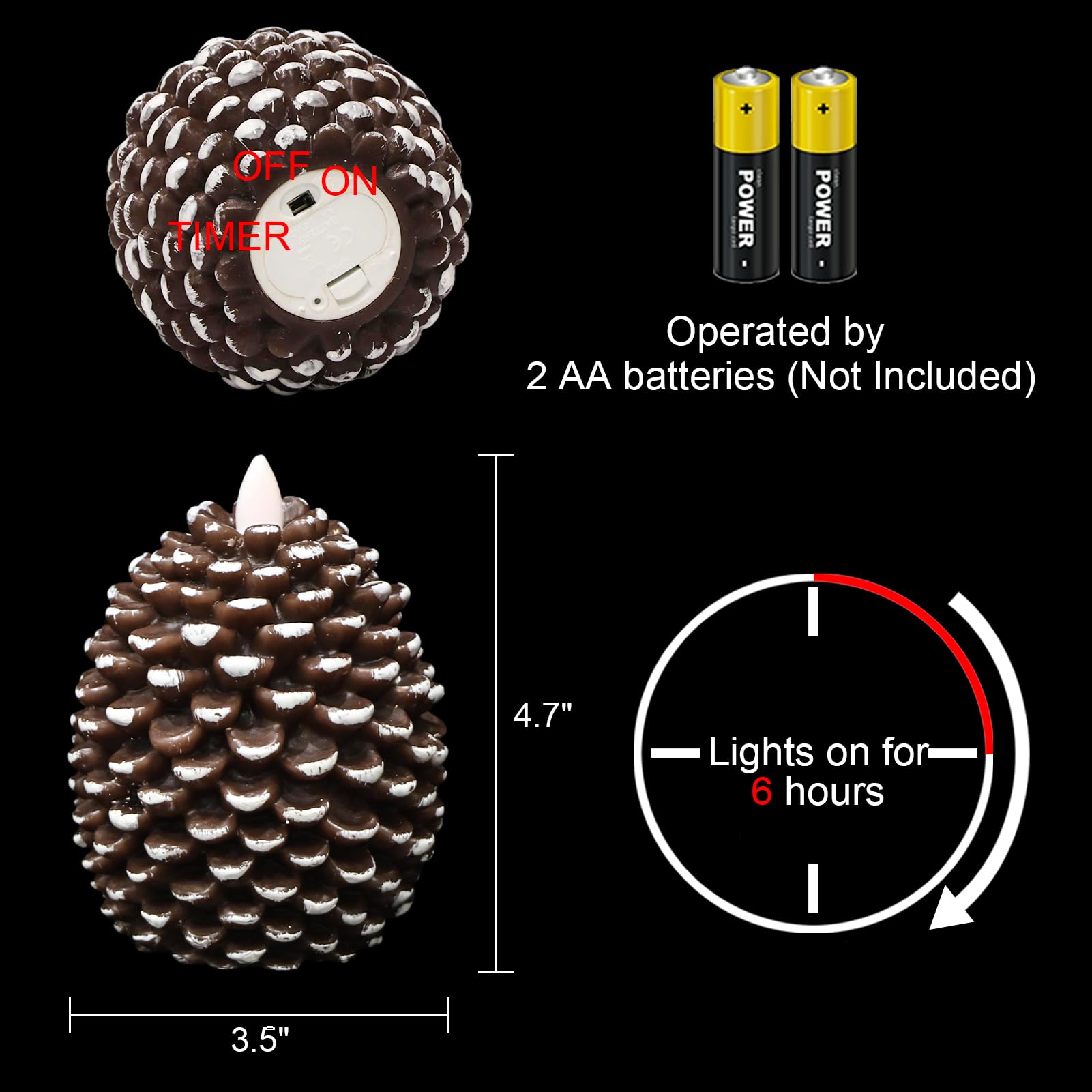 Wondise pine cone candle showing real wax shell for authentic holiday decor