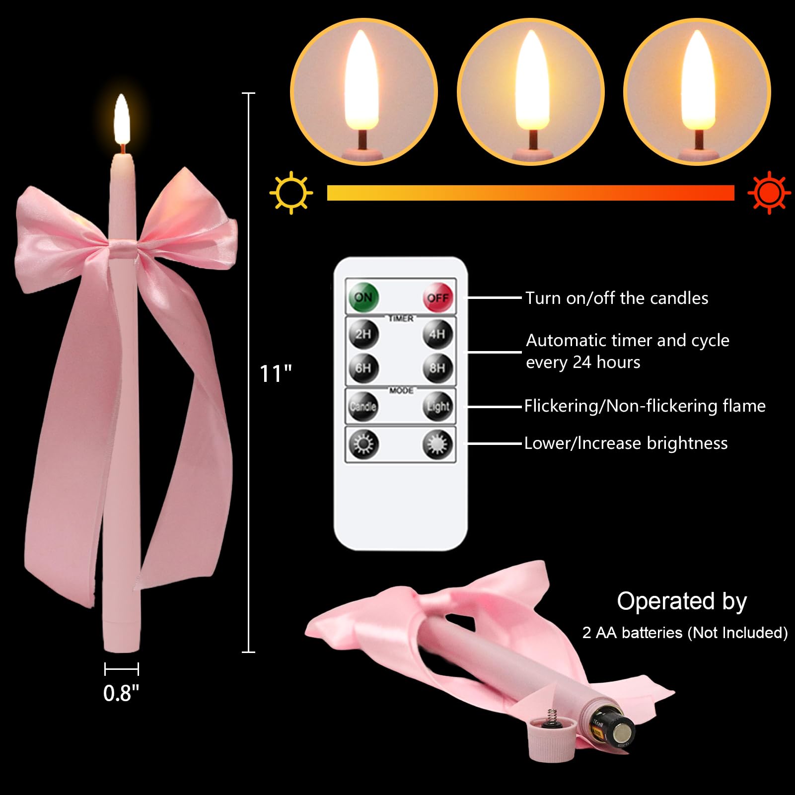 Wondise pink candle with removable bow and 3D wick decorative touch
