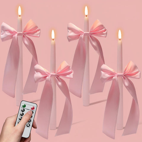 Wondise pink flameless taper candle with remote for easy mood lighting
