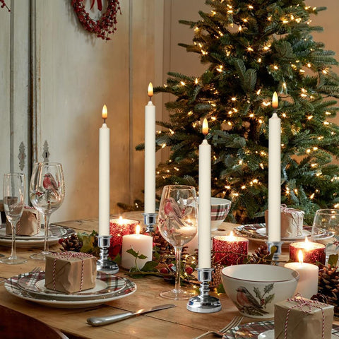 Suction cups secure candles to glass for a festive display