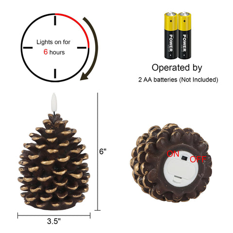 Wondise 3D-wick LED pine cone candle flickers realistically without melting wax.