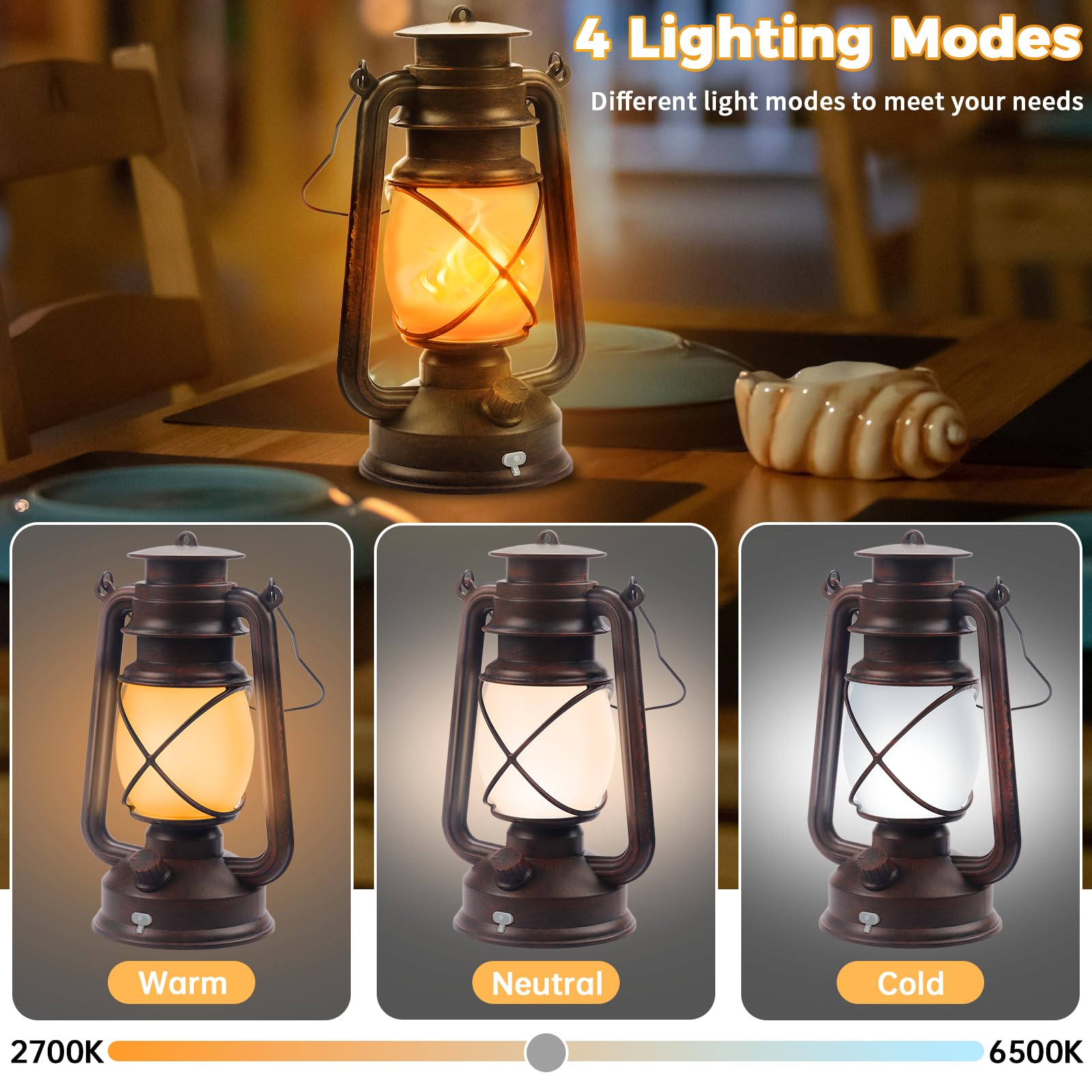 Wondrastical bronze vintage four-modes lantern for versatile indoor outdoor lighting.