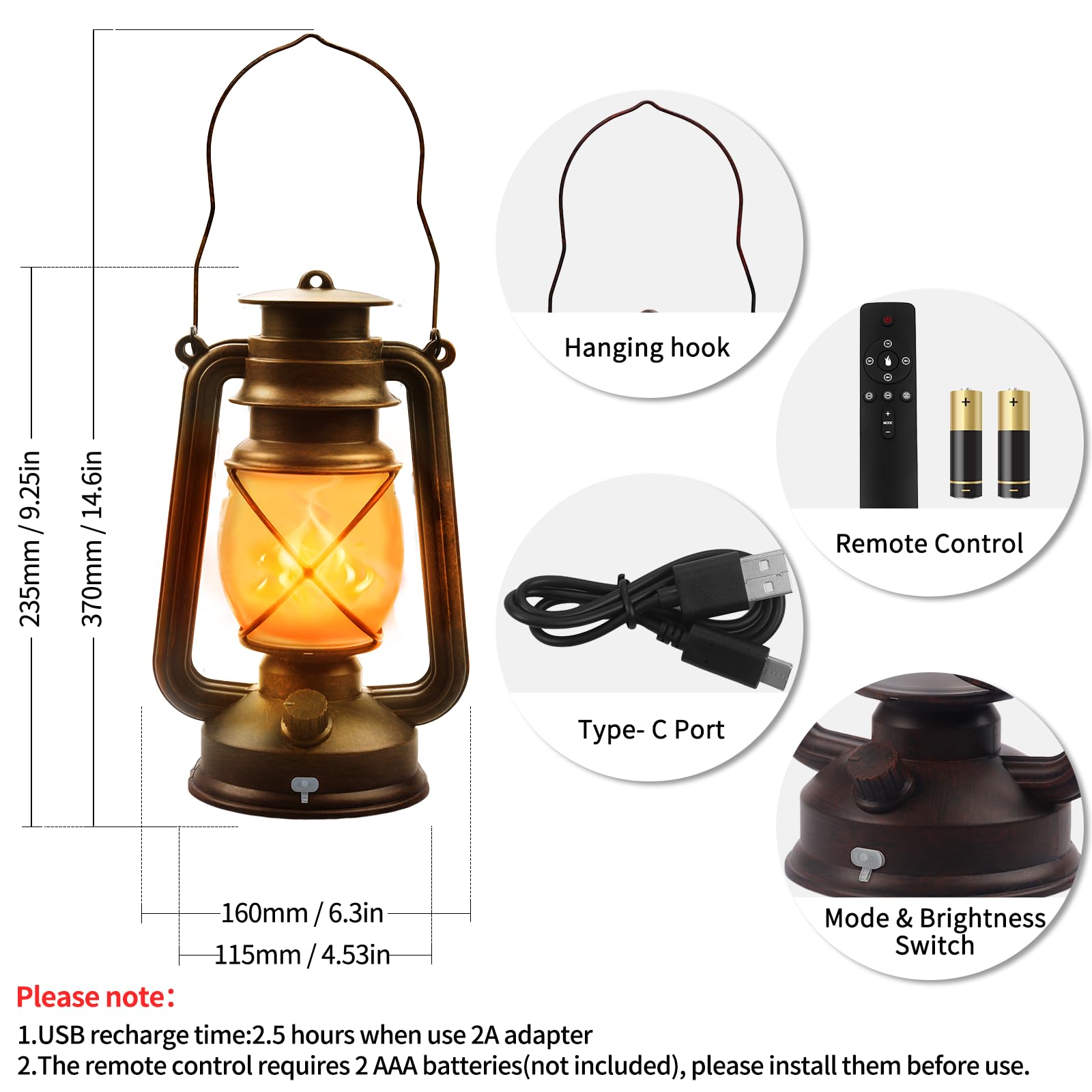 Wondrastical bronze vintage remote-control lantern lets you adjust lights remotely.