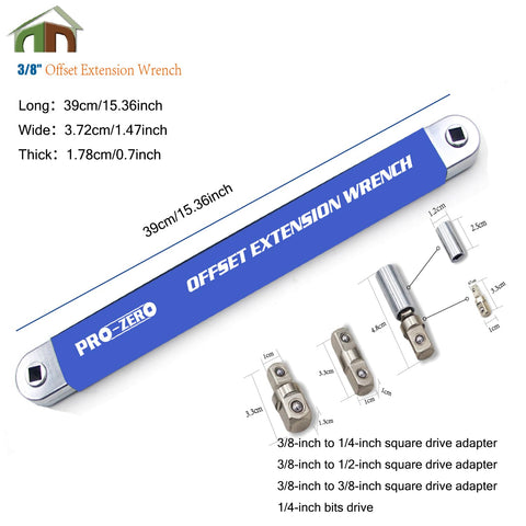Wonfly offset extension wrench length of 15.4 inches reaches recessed bolts
