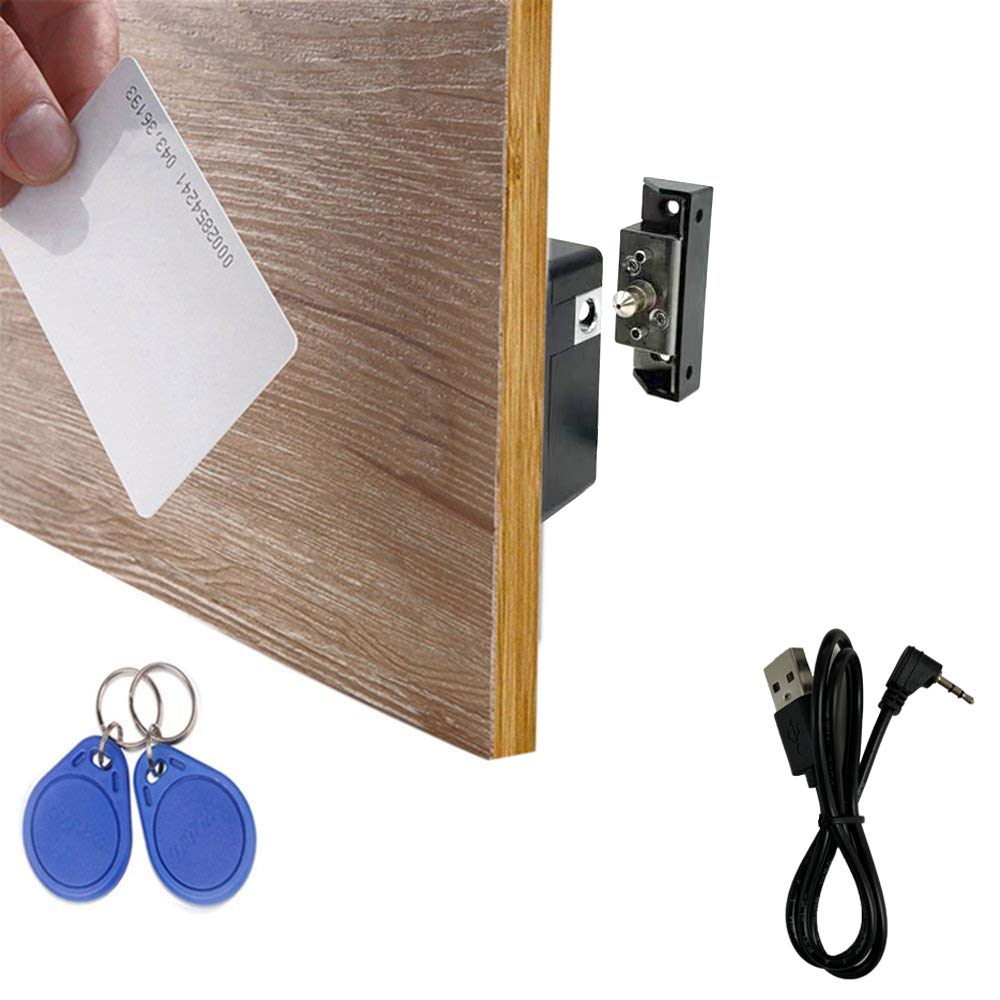 WOOCH RFID lock front view on a wooden cabinet showing discreet security