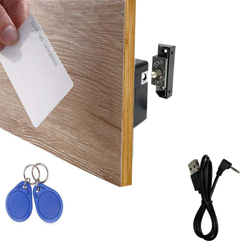 WOOCH RFID lock front view on a wooden cabinet showing discreet security