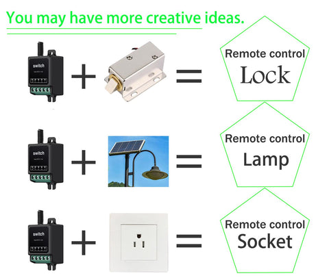 WoodGuilin remote switch showing DC input/output terminals for flexible power