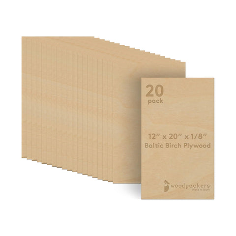 Woodpeckers Baltic Birch plywood surface shows smooth grain for precise laser cutting.