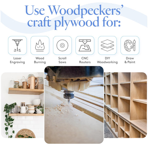 Woodpeckers Baltic Birch plywood CNC-engraving-ready surface delivers smooth cuts.