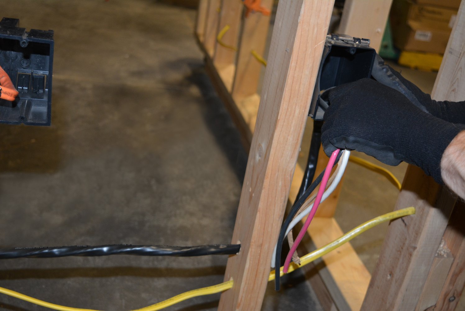 Woods color-coded NM-B cable helps quick size identification during install
