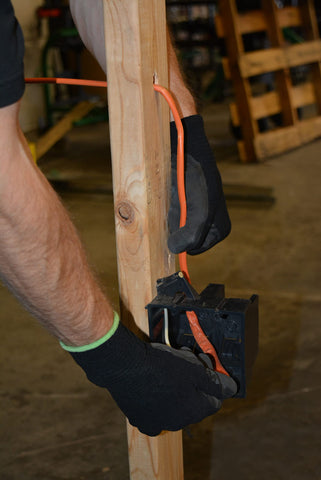 Dry location installation setup for Woods Southwire NM-B cable