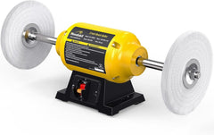 Woodskil 3-4HP bench buffer polisher operating at 3600 RPM for smooth polishing