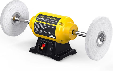 Woodskil 3-4HP bench buffer polisher operating at 3600 RPM for smooth polishing